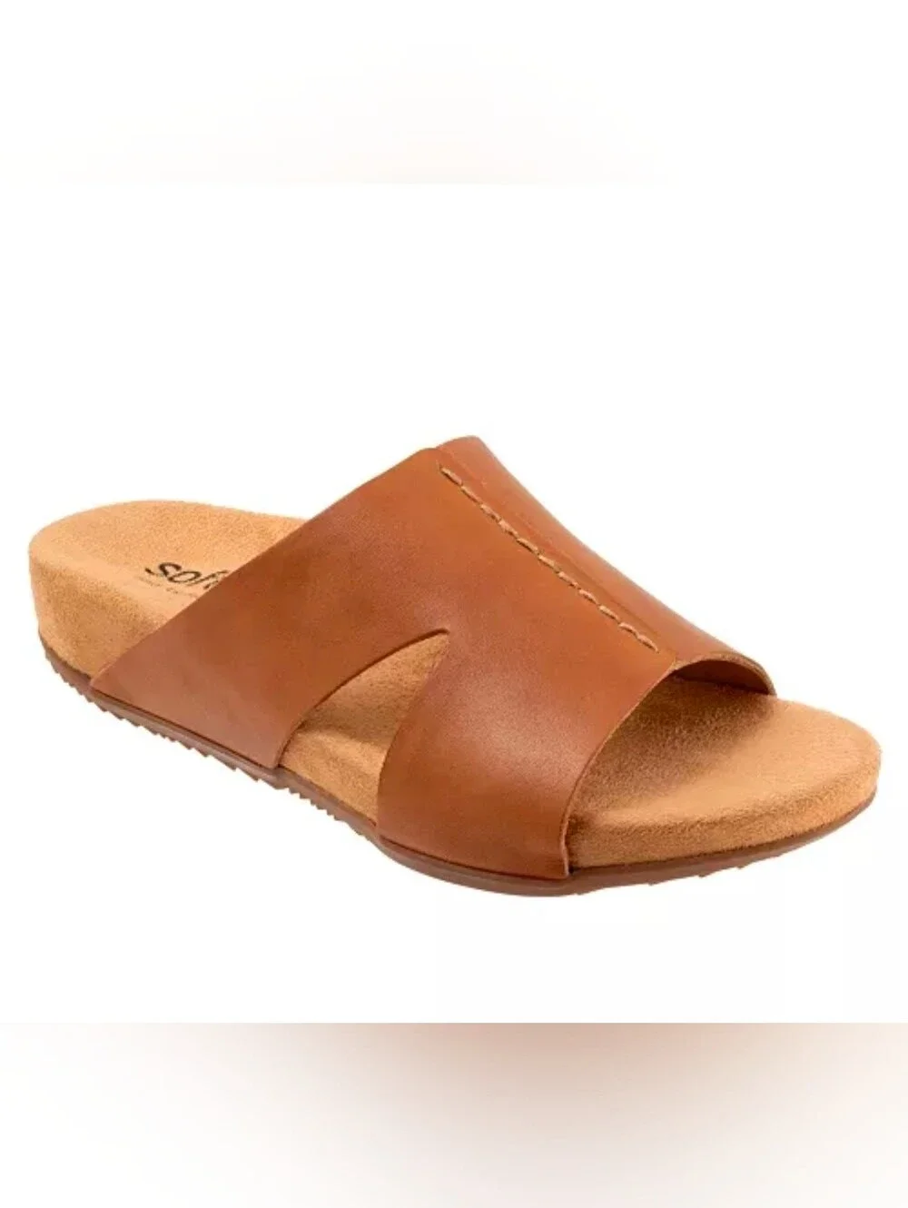 SoftWalk Women’s Tan Slide Sandal - Leather Slip-On